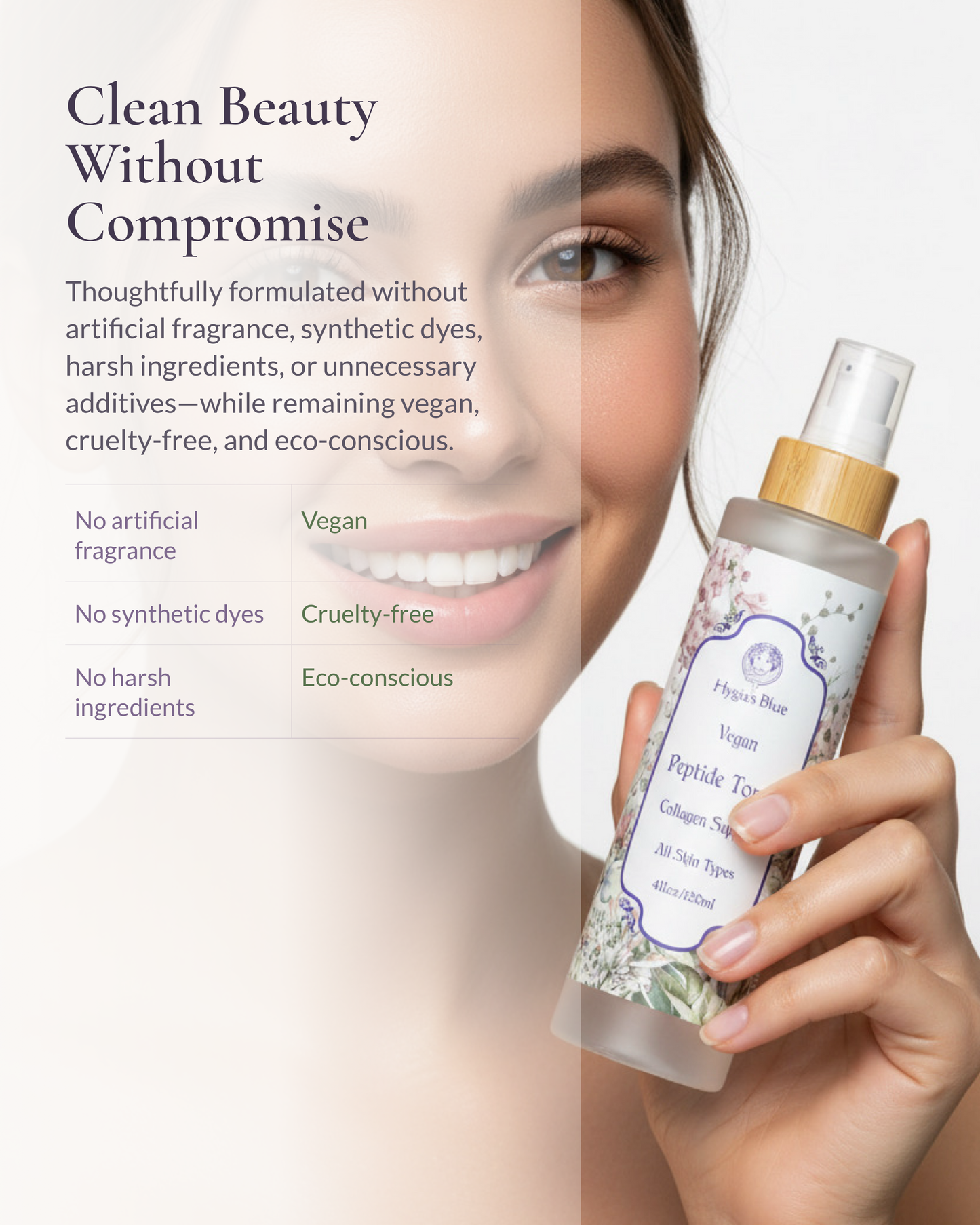 Peptide Toner | Boost Collagen, Holistic Beauty,Firming facial toner Hygia's Blue