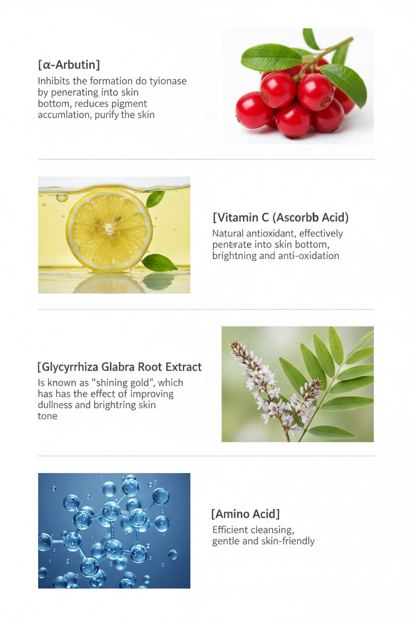 VIBRANT GLAMOUR α‑Arbutin Whitening Facial Cleanser Honos Beauty