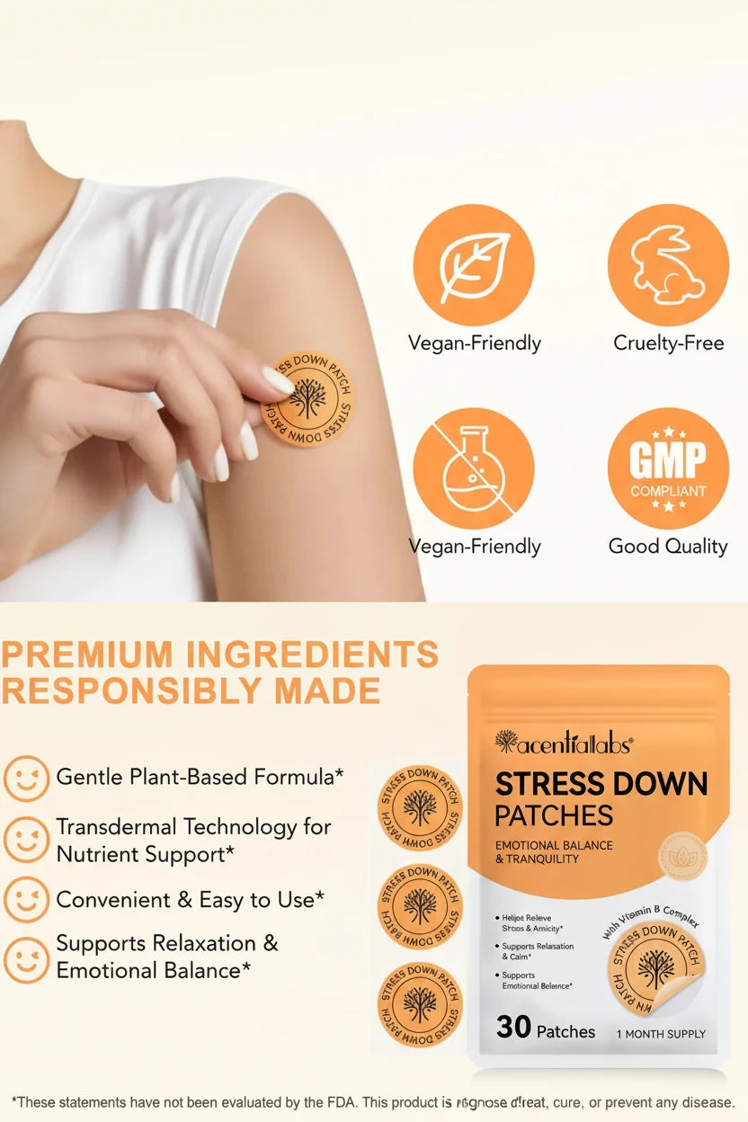 Acetiallabs Stress Down Patches - Natural Ingredients - Anxiety Relief - Calm & Relaxation Honos Beauty