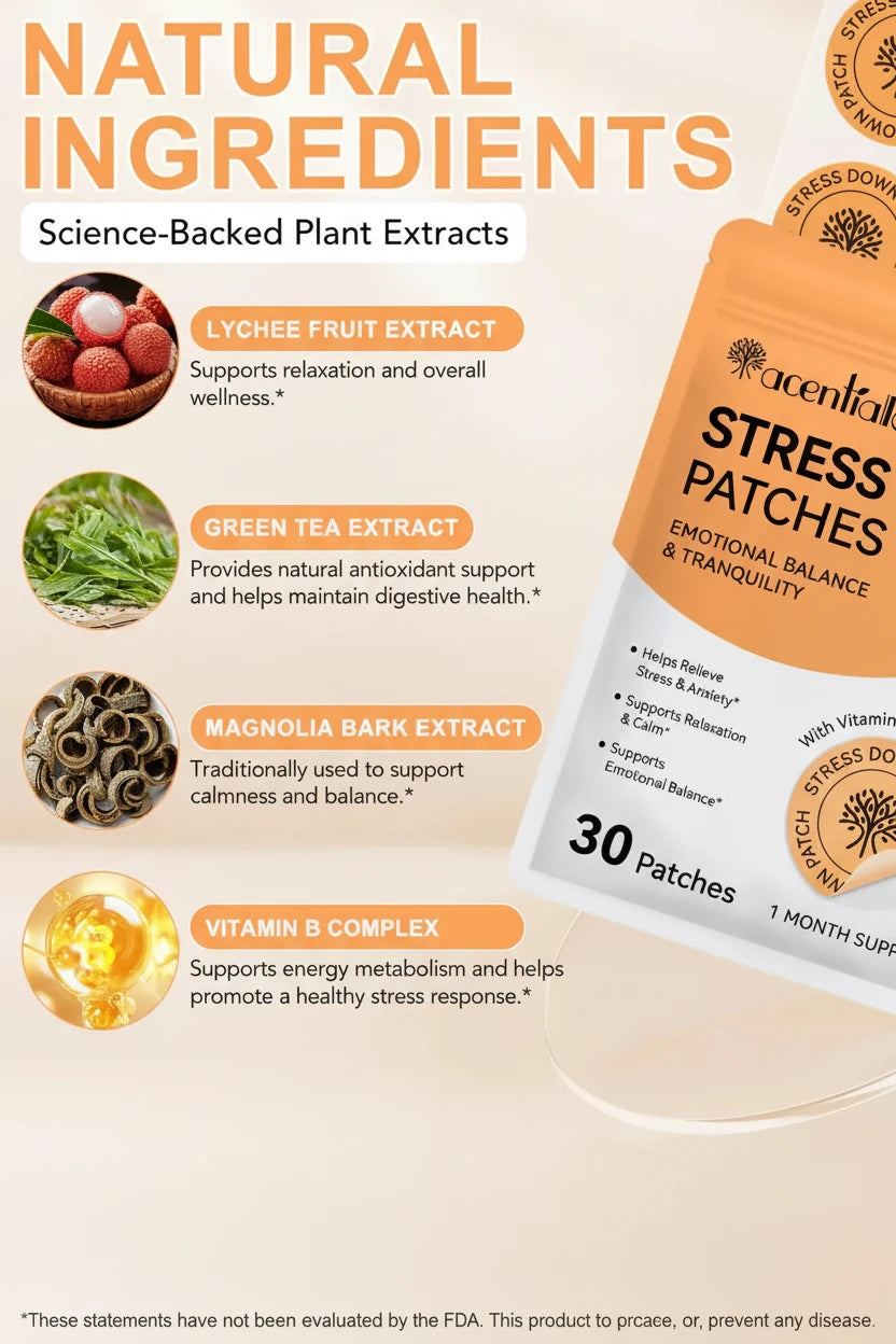 Acetiallabs Stress Down Patches - Natural Ingredients - Anxiety Relief - Calm & Relaxation Honos Beauty