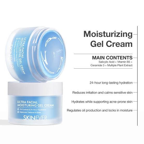 Ultra Facial Moisturizing Gel Cream - Prevents breakouts- Salicylic Acid