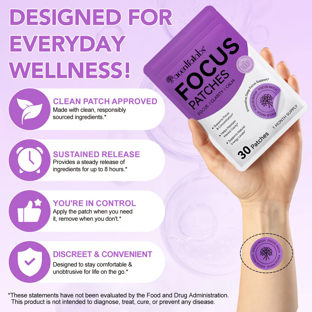 Acentiallabs Focus Patches - Support mental clarity & Concentration