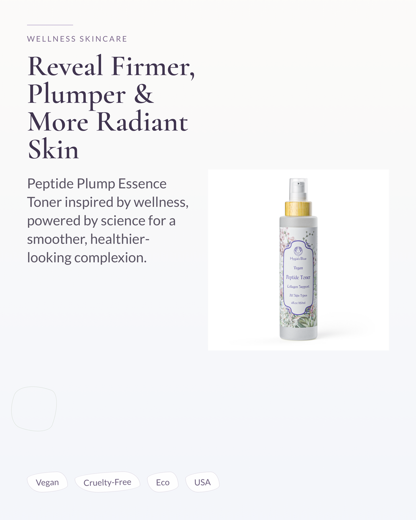 Peptide Toner | Boost Collagen,  Holistic Beauty,Firming facial toner Hygia's Blue
