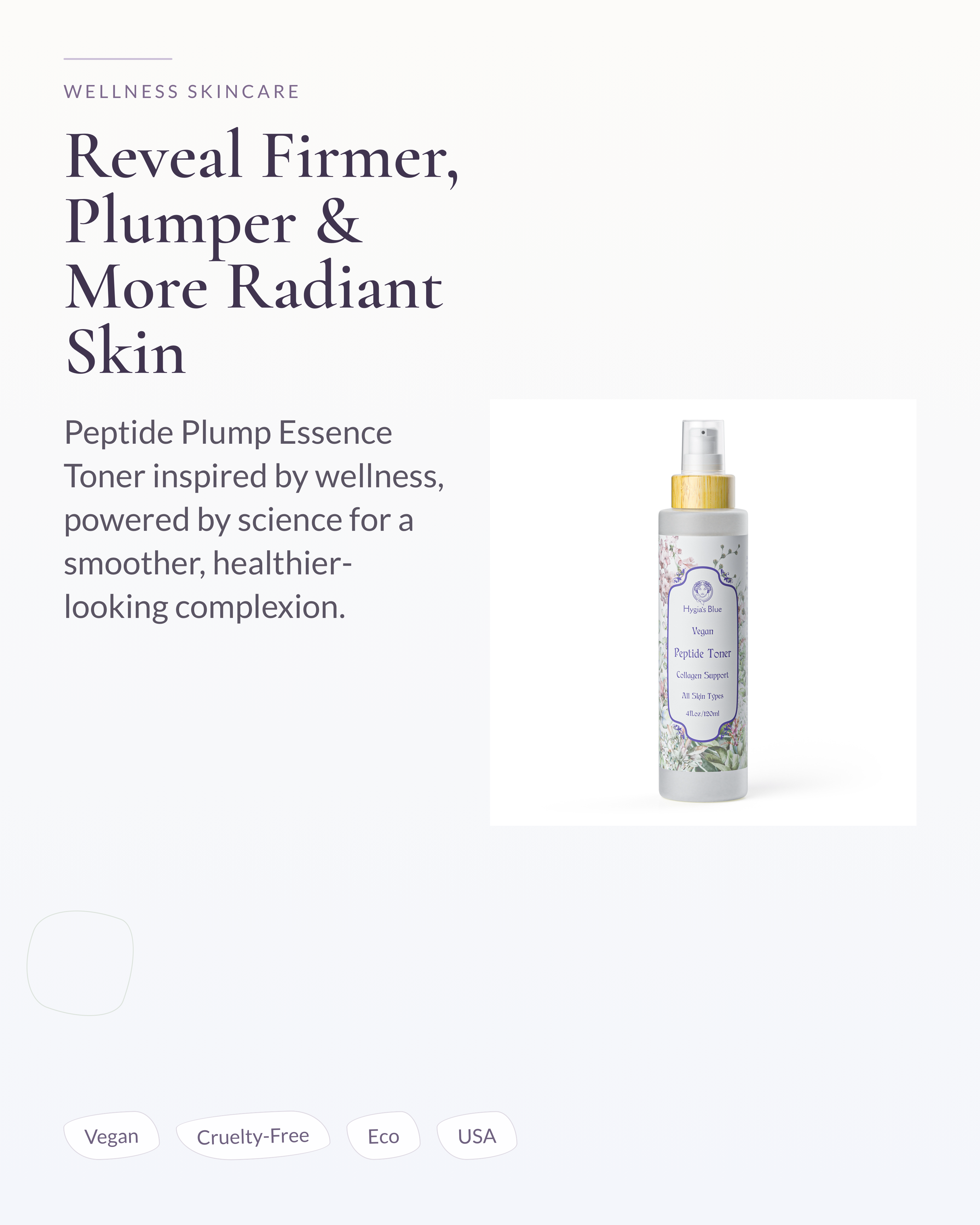 Peptide Toner | Boost Collagen,  Holistic Beauty,Firming facial toner Hygia's Blue