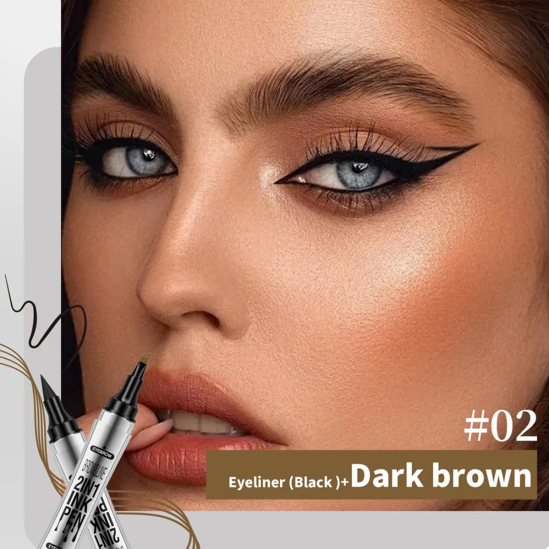 HelloKiss Liquid Brown Double Headed Pen