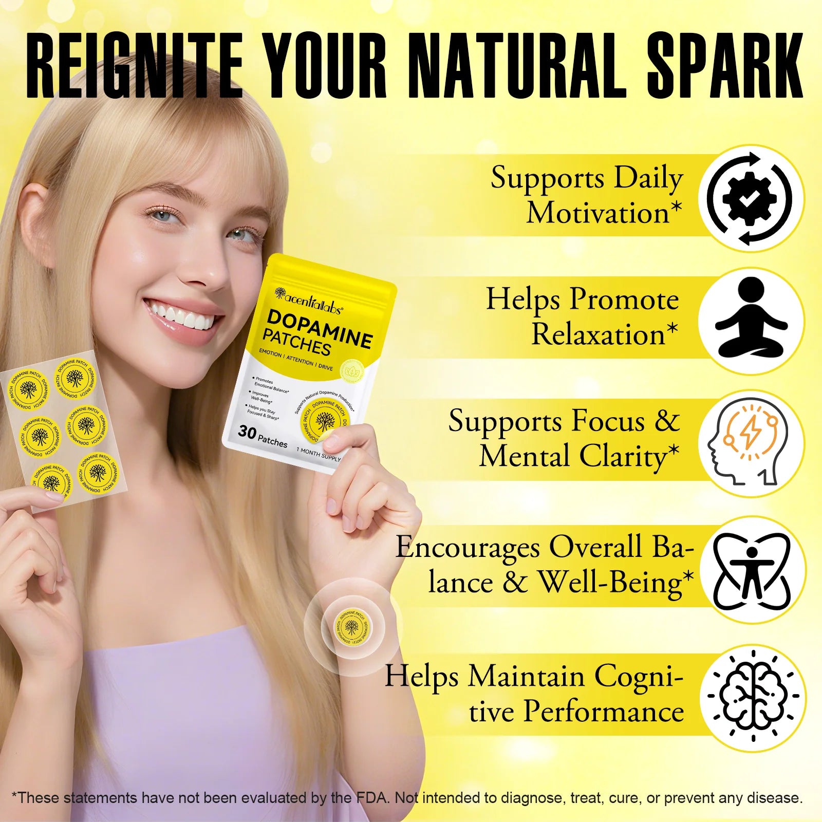 Acentiallabs Dopamine Patches - Support Focus, Motivation