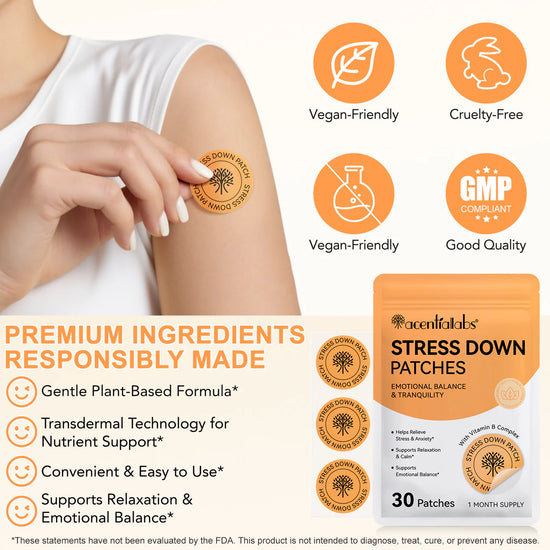 Acetiallabs- Stress Down Patches - Natural Ingredients- Relieves Anxiety - Calm & Relaxation