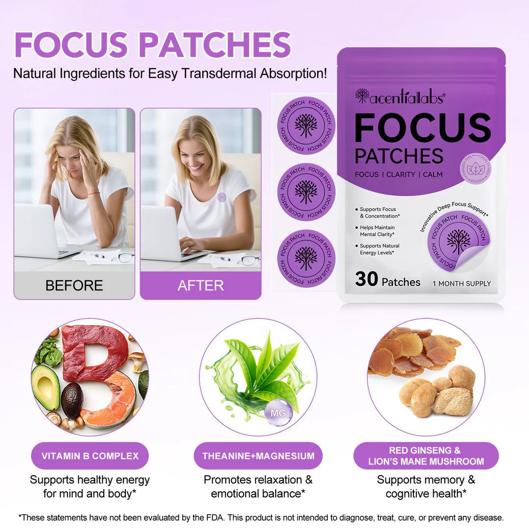 Acentiallabs Focus Patches - Support mental clarity &  Concentration