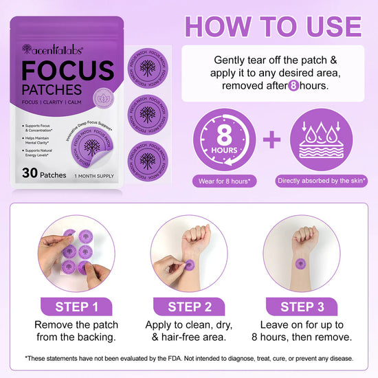 Acentiallabs Focus Patches - Support mental clarity &  Concentration