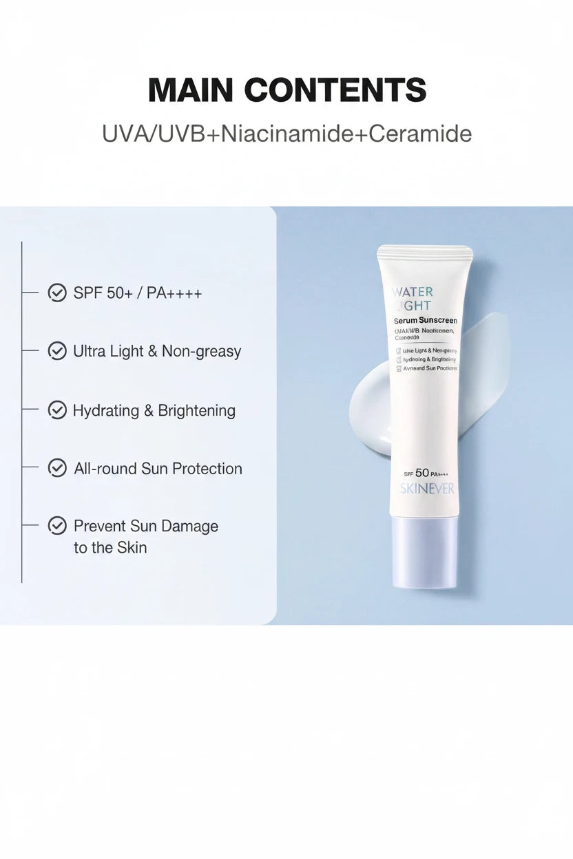 Water Light Serum Sunscreen - SPF 50++++ - Niacinamide- Glutathione