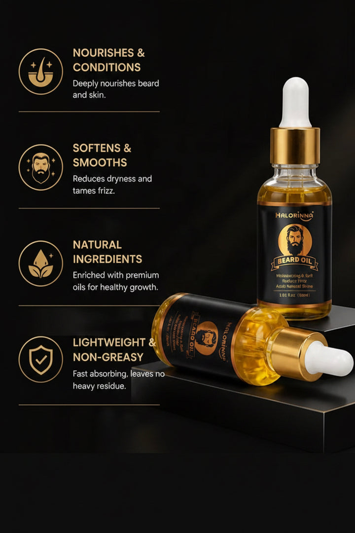 Halorinna Beard Oil | Moisturizing, Frizz Control & Natural Shine