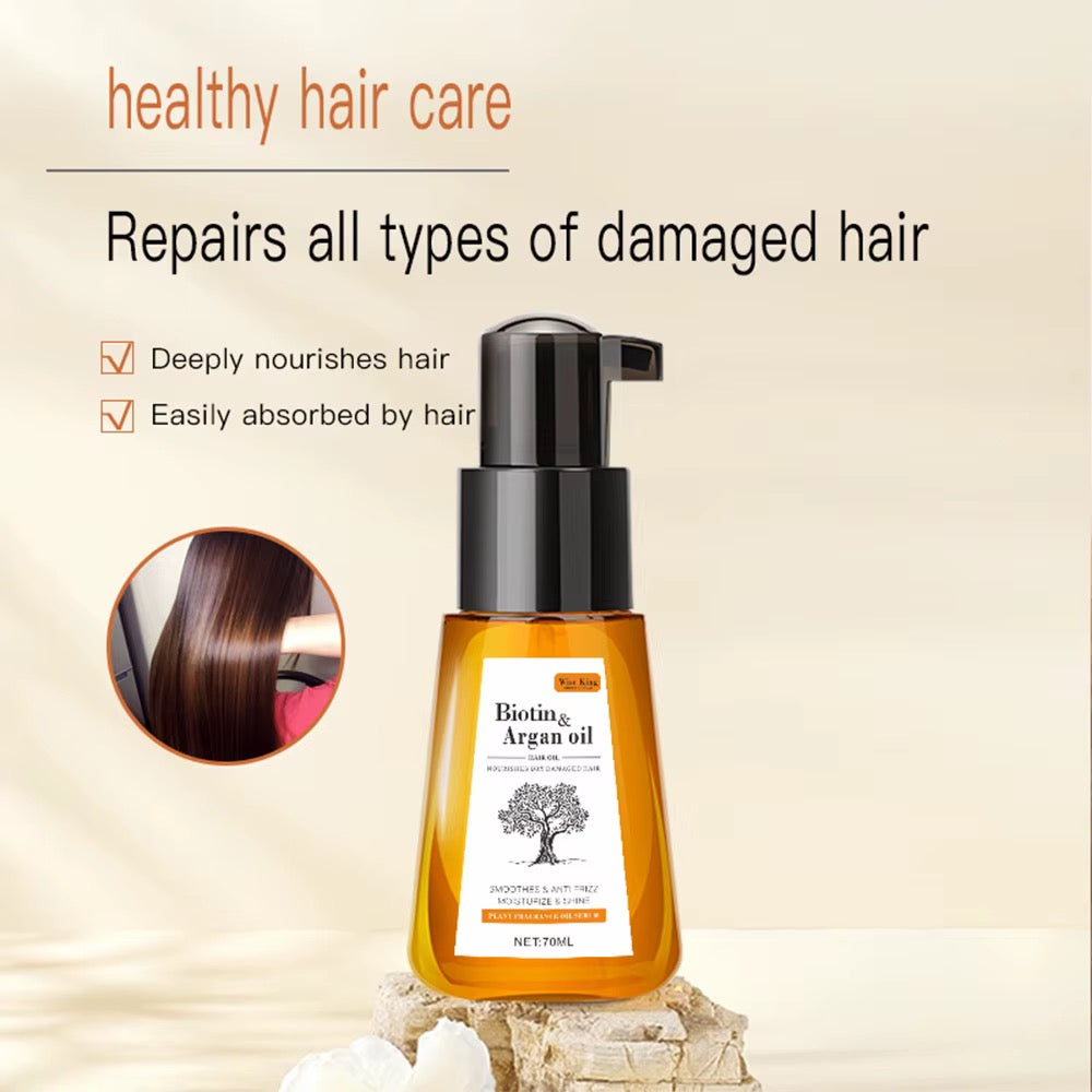 Wise King| Biotin & Argan Oil | Moroccan Hair Oil for Dry & Frizzy Hair