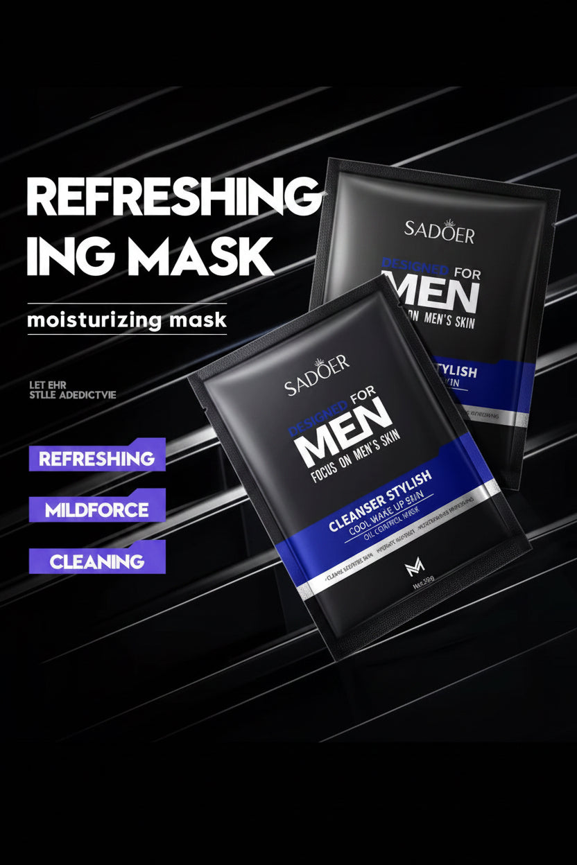 SADOER | Men's Oil Control Hydrating Sheet Mask | Hydration • Oil Control • Refreshing Care